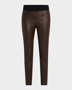 Leather Stretch Front Seam Leggings