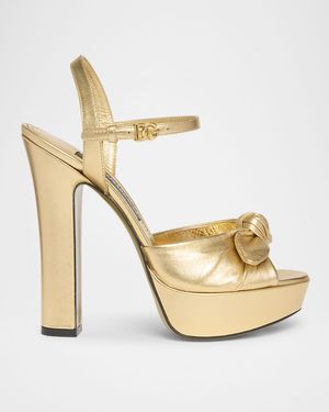 Metallic Knot Platform Sandals