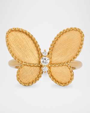 Jasmine 18K Yellow Gold Diamond Butterfly Ring, Size 6.5