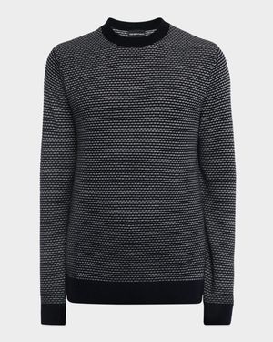 Men's Wool Knit Jacquard Crewneck Sweater