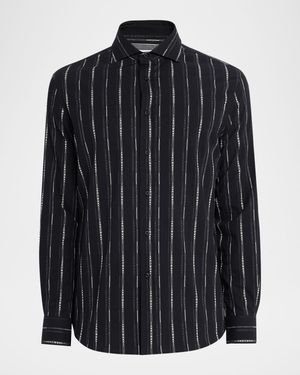 Men's Cotton Geometric Stripe Slim-Fit Button-Down Shirt