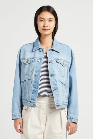 Acquaverde - Veste ample col classique en jean - Taille L - Bleu