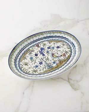 Pavoes Blue And Green Oval Platter