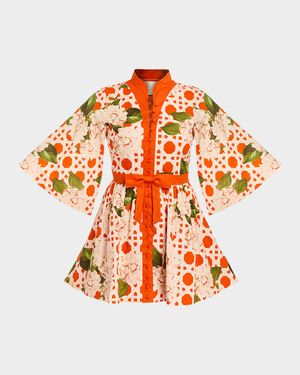 Carmen Flare-Sleeve Bow Mini Dress