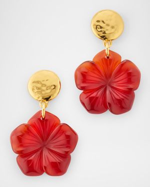 Carnelian Flower Drop Earrings