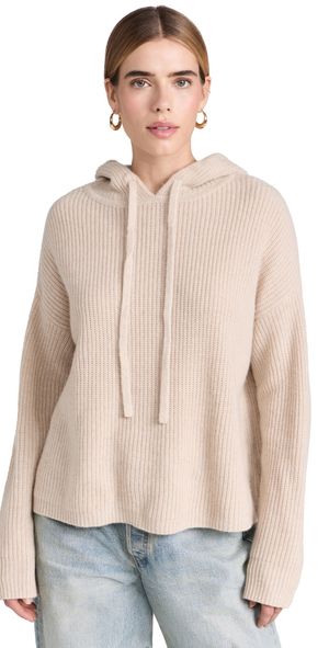 Jenni Kayne Cashmere Fisherman Hoodie Oatmeal XXL