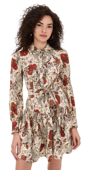 Ulla Johnson Simona Silk Long Sleeve Mini Dress Wintergarden 12