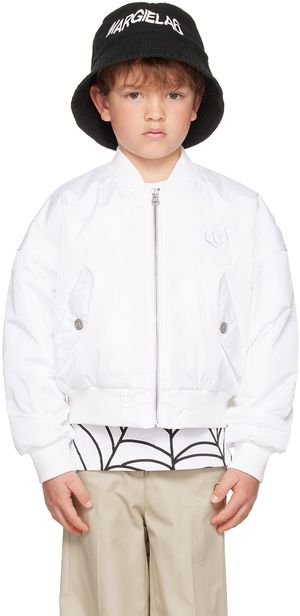 MM6 Maison Margiela Kids White Embroidered Bomber Jacket