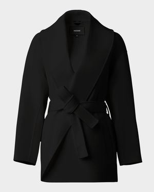 Tyra Double-Face Wool Wrap Coat with Tie Belt