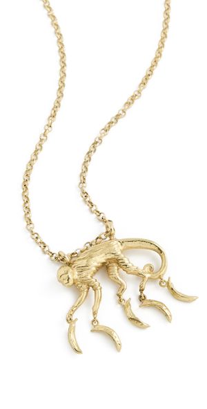 ALÉMAIS Le Jardin Monkey & Banana Necklace Gold One Size