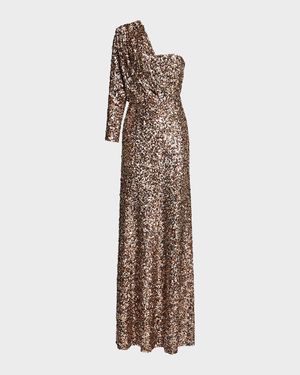 Ramona One-Shoulder Sequin Gown