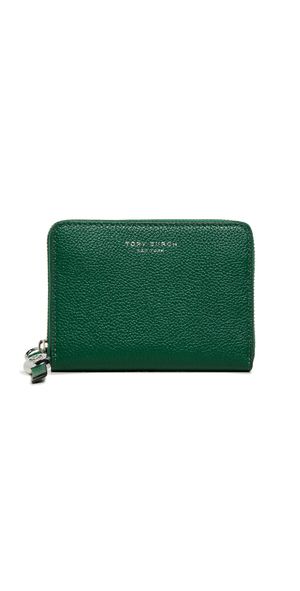 Tory Burch Romy Medium Zip Around Wallet Dark Kale One Size