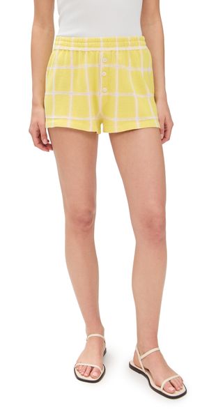 Guest in Residence Picnic Plaid Shorts Lemon Combo L