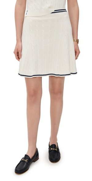 RLX Ralph Lauren Wool Blend Cable Knit Skort White Splash/Refined Navy S