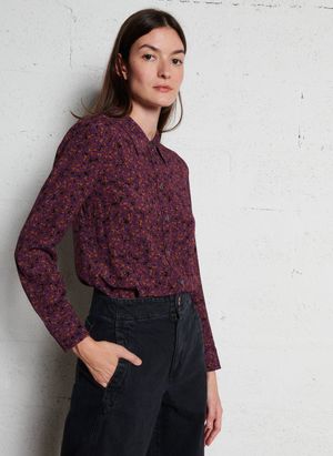 Attic And Barn - Chemise col classique imprimé fleuri - Taille 46 - Violet