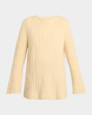 Mirr Bell-Sleeve Cashmere Rib Sweater