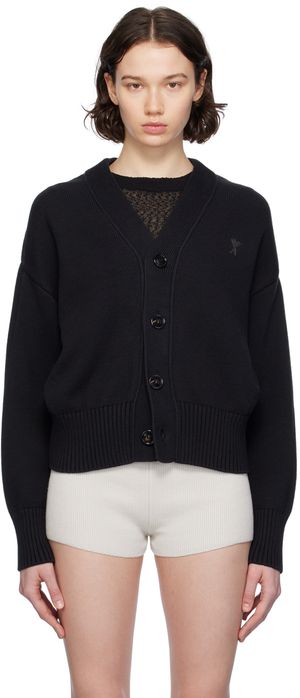 AMI Paris Cardigan noir à logo Ami de cœur