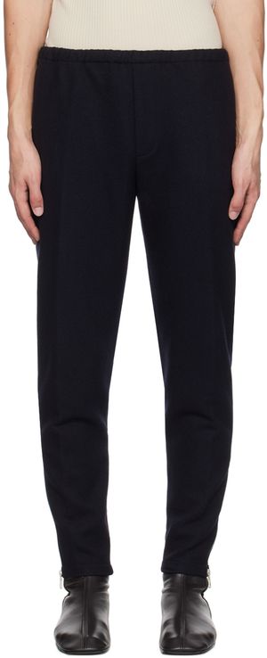 Dries Van Noten Navy Drawstring Trousers