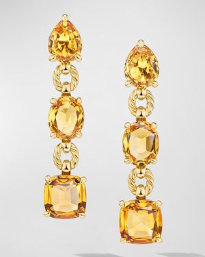 Marbella Drop Earrings with Gemstones in 18K Gold, 51mm