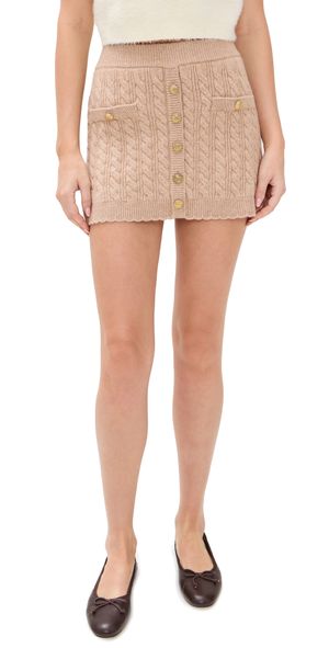 LoveShackFancy Berritt Skirt Camel Melange XXL