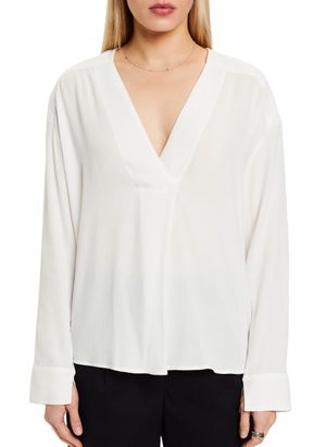 Esprit - Top Col V - Taille L - Blanc