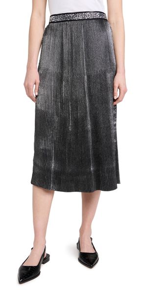 Le Superbe Foil Pleated Skirt Silver M