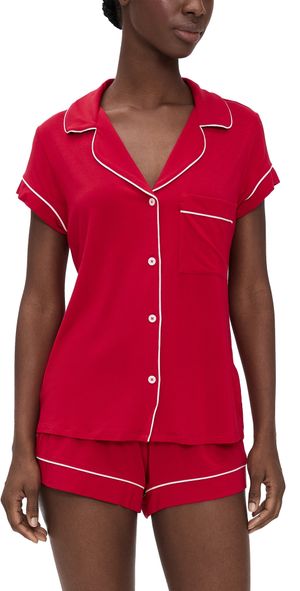 Eberjey Gisele Shortie Pajama Set Holly Red/Ivory XL