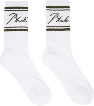 Rhude White 'Rhude' Script Logo Socks