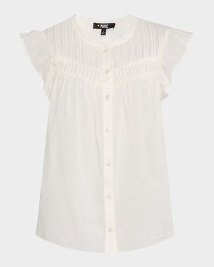 Levanto Ruffle Short-Sleeve Button-Down Blouse