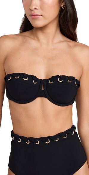 Zimmermann Alight Eyelet Balconette Bikini Top Noir 1 C/D