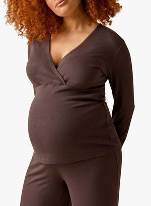 Boob - Haut de pyjama de grossesse côtelé - Taille XL - Marron