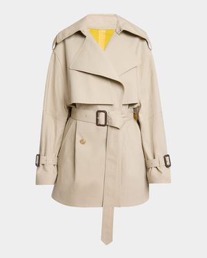 Belted Short Cocoon Trench Coat