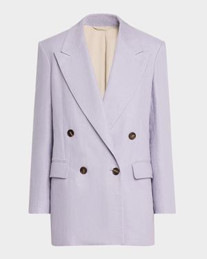 Double-Breasted Linen Gabardine Blazer