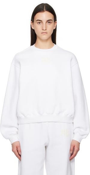 alexanderwang.t Pull molletonné blanc à logo en relief