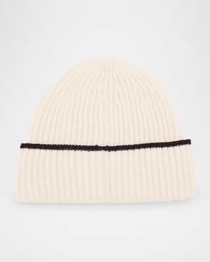 Men's Tipped Cashmere Rib Beanie Hat