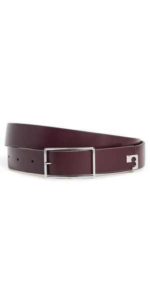 Tory Burch Eleanor Buckle Belt Dark Carmine/Silver XL