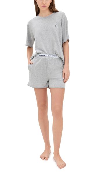Polo Ralph Lauren French Terry Short Sleeve Pajama Set Heather Grey XL
