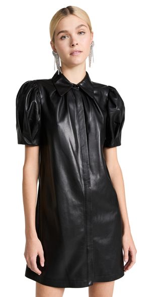 alice + olivia Jem Vegan Leather Dress Black M