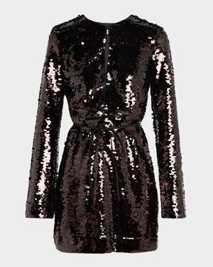 Fifi Sequined Long-Sleeve Mini Dress