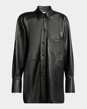Leather Oversized Button-Down Shirt