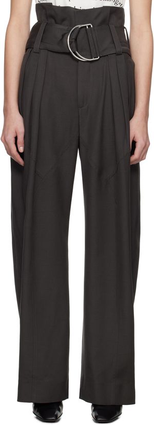 JW Anderson Gray Gathered Waist D-Ring Trousers
