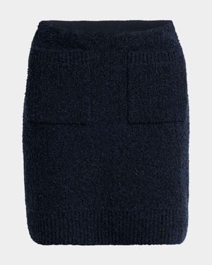 Front-Pockets Boucle Mini Skirt
