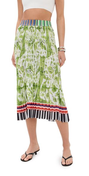Stella Jean Printed Midi Skirt Lime Floral 38
