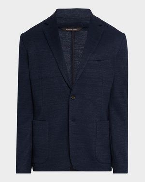 Men's Linen and Wool Pique Single-Breasted Sport Coat