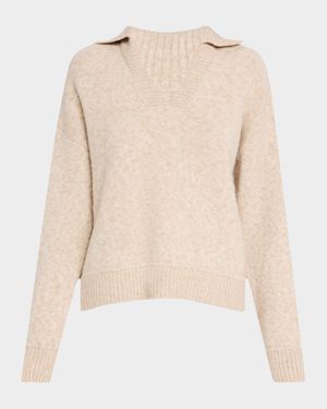 Super Luxe Cashmere Marled Polo Sweater