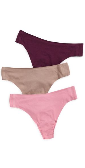 SPANX Fit To You Cotton Thongs 3 Pack Plumberry/Rose/Café Au Lait One Size