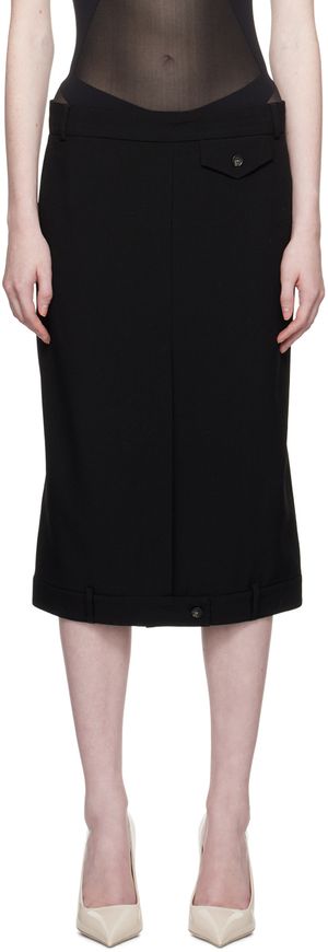 Sportmax Black Mirror-Image Midi Skirt