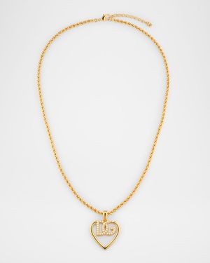 Embellished DG Logo Heart Pendant Necklace