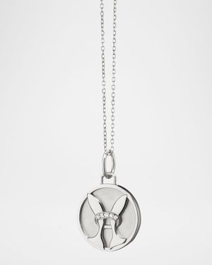 Sterling Silver Pisces Zodiac Charm Necklace with White Sapphires
