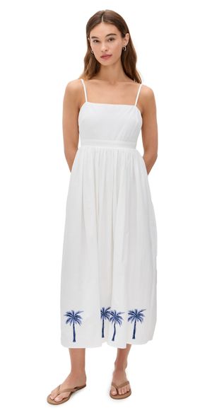 MINKPINK Isadora Embroidered Midi Dress White/Blue L